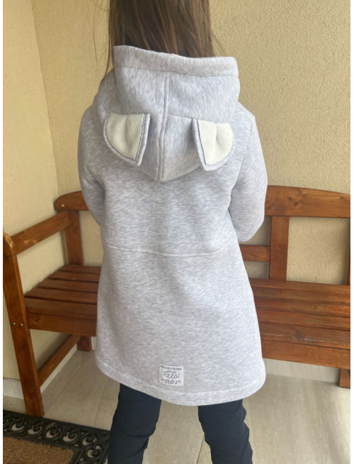 Rastúci kabátik RIO s uškami - s prestrihom - počesaná teplákovina