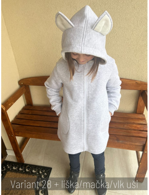 Rastúci kabátik RIO s uškami - s prestrihom - počesaná teplákovina