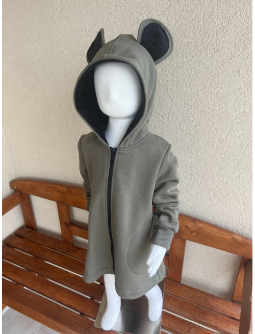 Rastúci kabátik RIO s uškami - hladko v páse - počesaná teplákovina