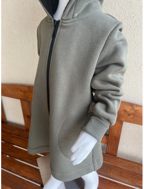 Rastúci kabátik RIO s uškami - hladko v páse - počesaná teplákovina