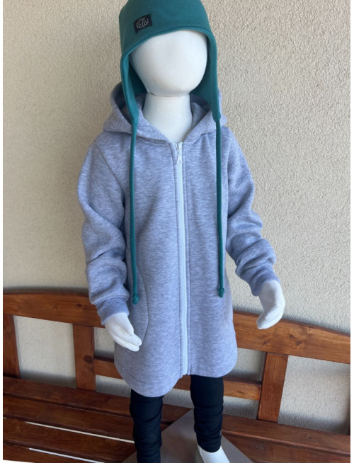 Rastúci kabátik RIO - hladko v páse - počesaná teplákovina - stredne sivý melír