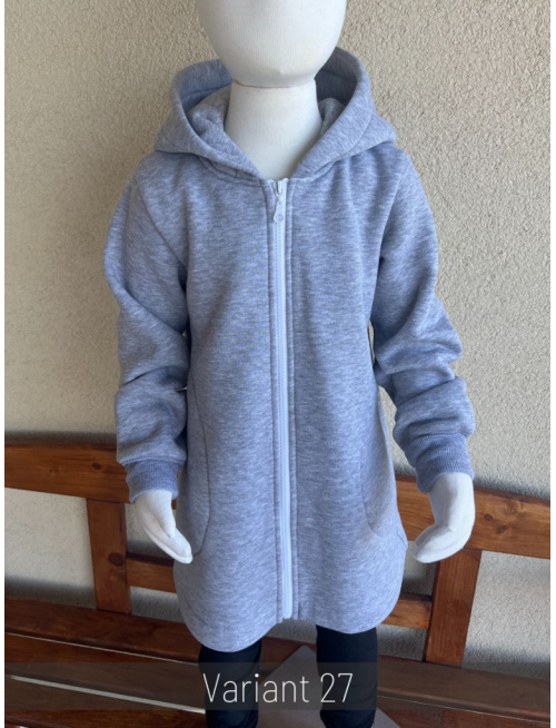 Rastúci kabátik RIO - hladko v páse - počesaná teplákovina - stredne sivý melír