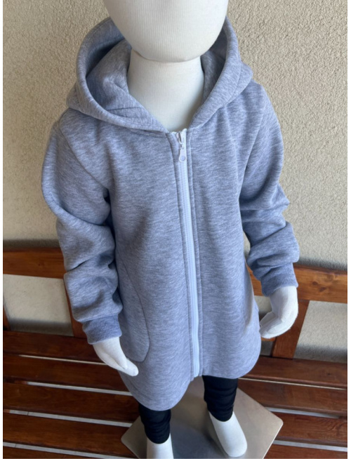 Rastúci kabátik RIO - hladko v páse - počesaná teplákovina - stredne sivý melír