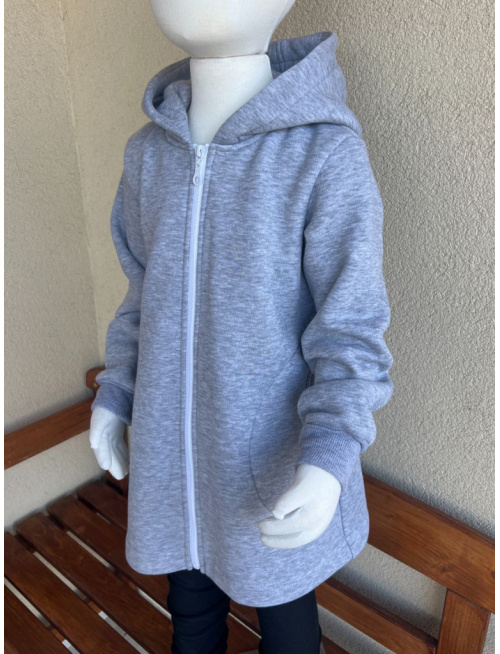 Rastúci kabátik RIO - hladko v páse - počesaná teplákovina - stredne sivý melír