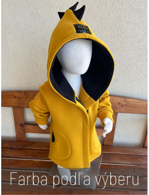 Rastúci kabátik so šikmozipsom DINO - LUX - počesaná teplákovina