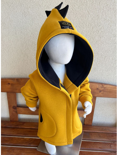 Rastúci kabátik so šikmozipsom DINO - LUX - počesaná teplákovina - horčicová