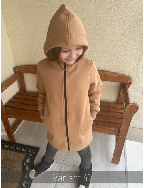 Rastúci kabátik s rovnozipsom a stojačikovou kapucňou - ALEX - počesaná teplákovina