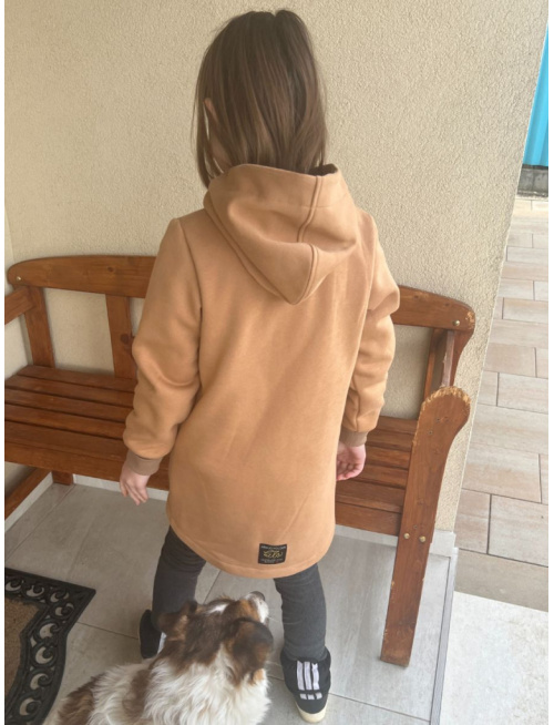 Rastúci kabátik s rovnozipsom a stojačikovou kapucňou - ALEX - počesaná teplákovina