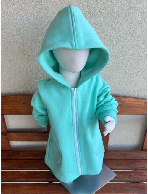 Rastúci kabátik RIO - s prestrihom - počesaná teplákovina - mentol zelená