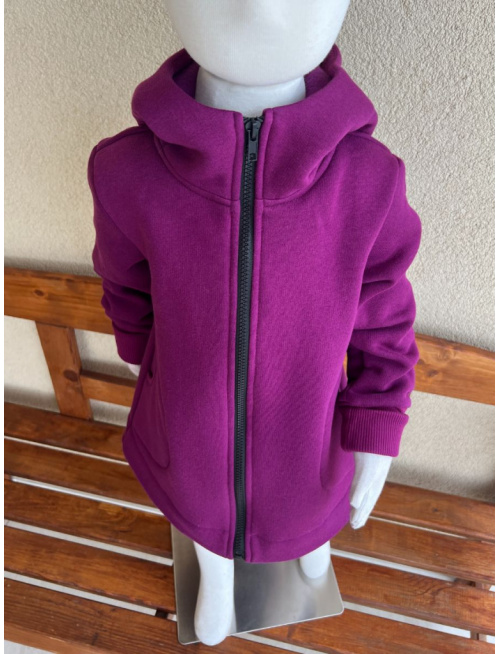 Rastúci kabátik so stojačikovou kapucňou - DOMI s uškami - počesaná teplákovina