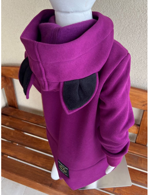 Rastúci kabátik so stojačikovou kapucňou - DOMI s uškami - počesaná teplákovina