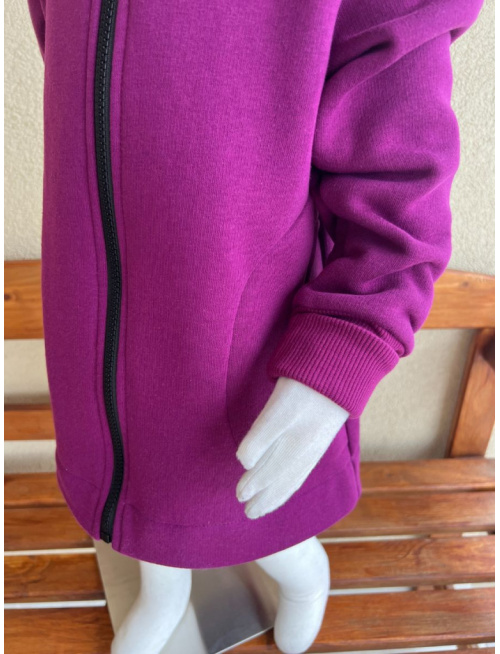 Rastúci kabátik so stojačikovou kapucňou - DOMI s uškami - počesaná teplákovina