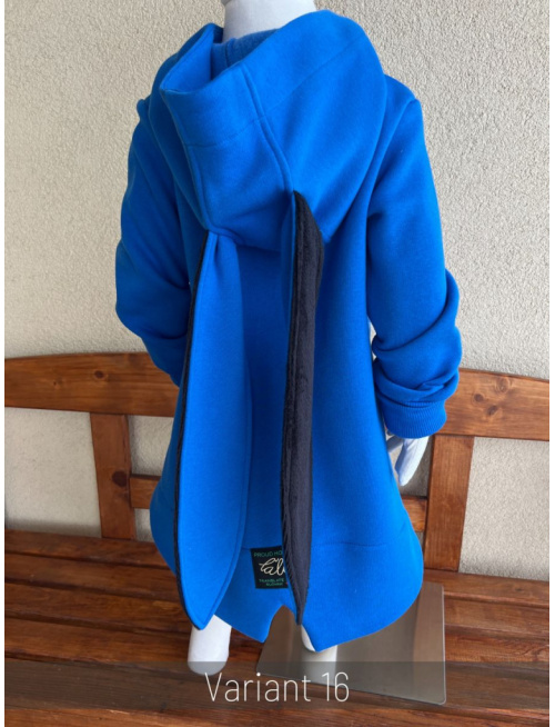 Rastúci kabátik so stojačikovou kapucňou - DOMI s uškami - počesaná teplákovina