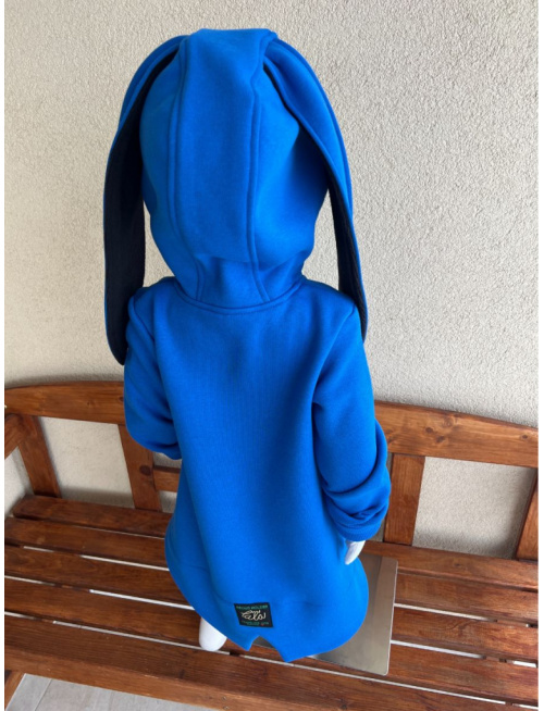 Rastúci kabátik so stojačikovou kapucňou - DOMI s uškami - počesaná teplákovina