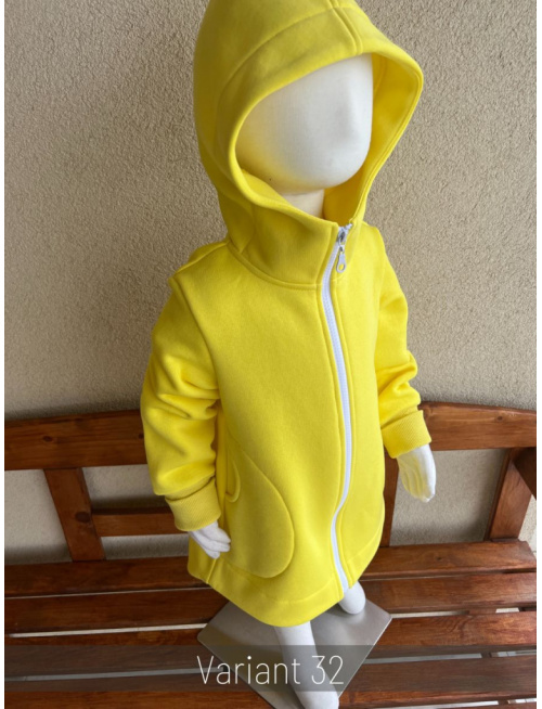 Rastúci kabátik so stojačikovou kapucňou - DOMI - počesaná teplákovina - citrón žltá