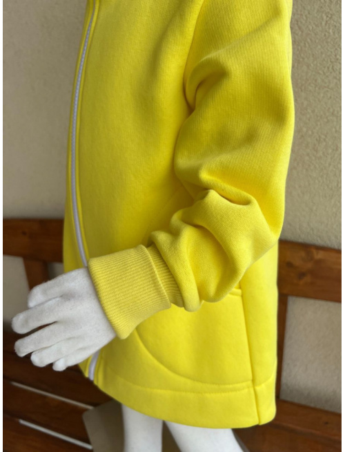 Rastúci kabátik so stojačikovou kapucňou - DOMI - počesaná teplákovina - citrón žltá