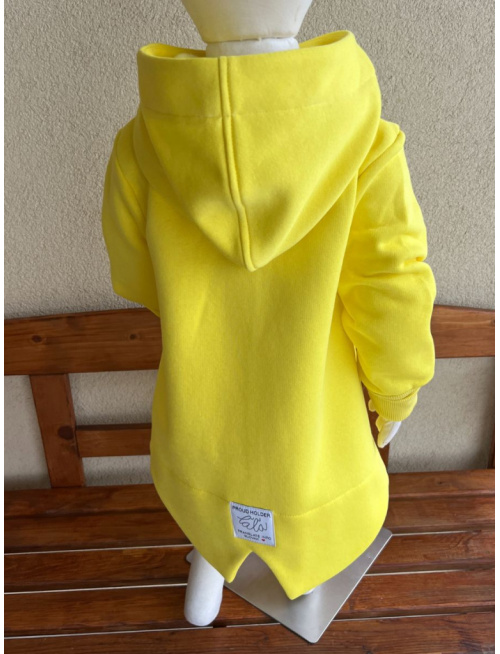 Rastúci kabátik so stojačikovou kapucňou - DOMI - počesaná teplákovina - citrón žltá