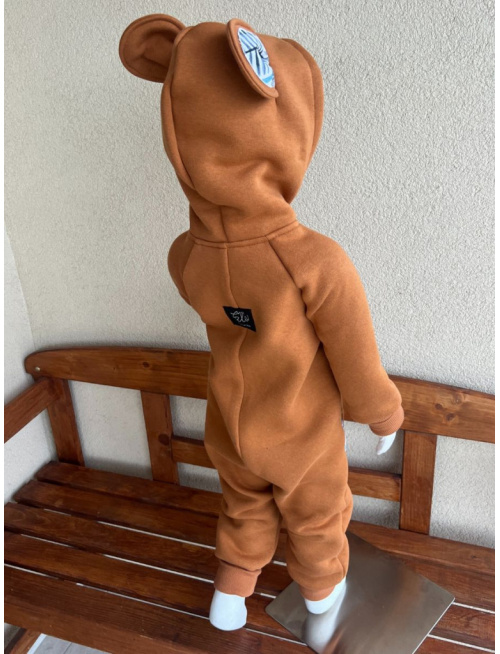 Overal s uškami - počesaná teplákovina + vzor - MACKO