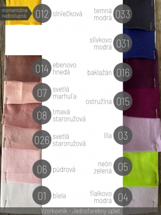 Vzorkovník - Jednofarebný úplet
