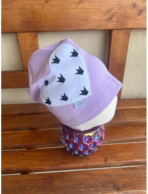 Jednofarebná šmolko čiapka so vzorovaným srdcom - jednovrstvová - lila