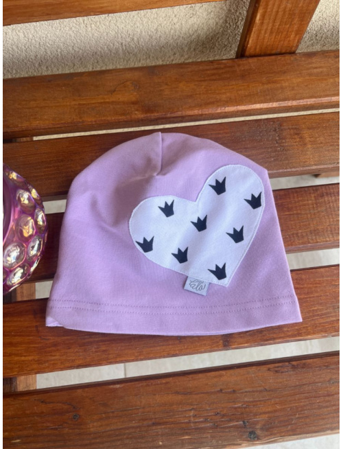 Jednofarebná šmolko čiapka so vzorovaným srdcom - jednovrstvová