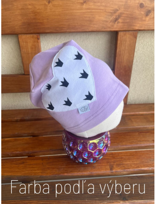 Jednofarebná šmolko čiapka so vzorovaným srdcom - jednovrstvová