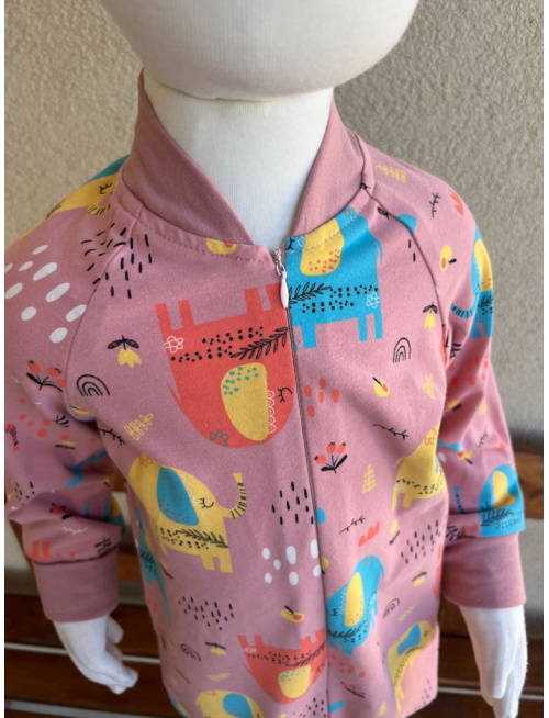 Pyžamkový overal - úplet - sloník na staroružovej