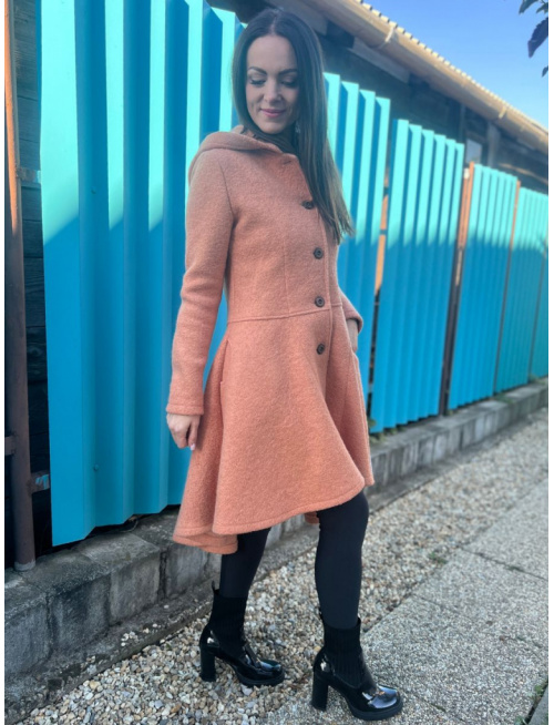 Buklé kabát LADY - hnedý - LEN DO VYPREDANIA ZÁSOB