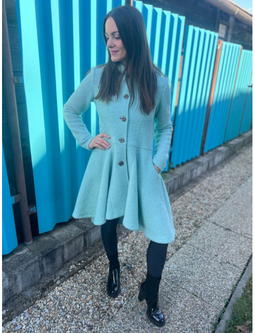 Buklé kabát LADY - mentol - LEN DO VYPREDANIA ZÁSOB