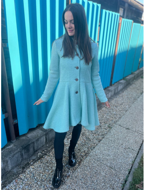 Buklé kabát LADY - mentol - LEN DO VYPREDANIA ZÁSOB