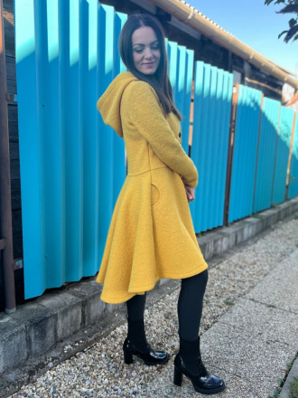 Buklé kabát LADY - žltý - LEN DO VYPREDANIA ZÁSOB