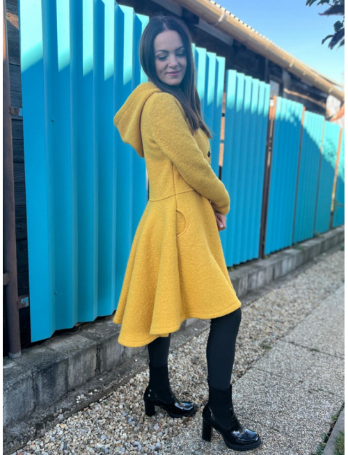 Buklé kabát LADY - žltý - LEN DO VYPREDANIA ZÁSOB