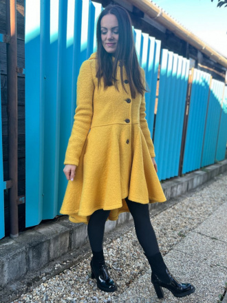 Buklé kabát LADY - žltý - LEN DO VYPREDANIA ZÁSOB