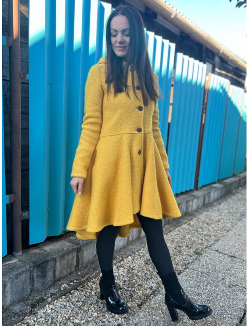 Buklé kabát LADY - žltý - LEN DO VYPREDANIA ZÁSOB