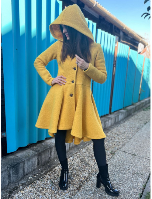 Buklé kabát LADY - žltý - LEN DO VYPREDANIA ZÁSOB