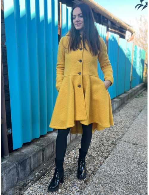 Buklé kabát LADY - žltý - LEN DO VYPREDANIA ZÁSOB