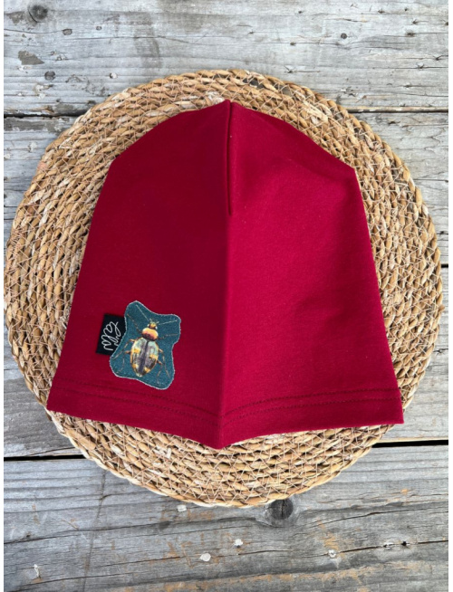 Jednofarebná šmolko čiapka s aplikáciou Chrobáčik G - jednovrstvová - bordová