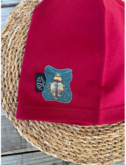 Jednofarebná šmolko čiapka s aplikáciou Chrobáčik G - jednovrstvová - bordová