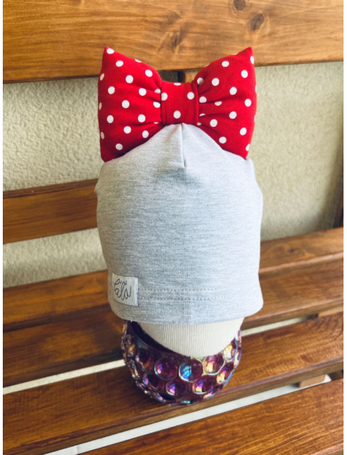 Tepláková čiapka s BIG mašľou - kombinovaná