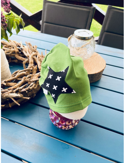 Jednofarebná šmolko čiapka so vzorovanou hviezdičkou - jednovrstvová - hrachová - LEN DO VYPREDANIA ZÁSOB