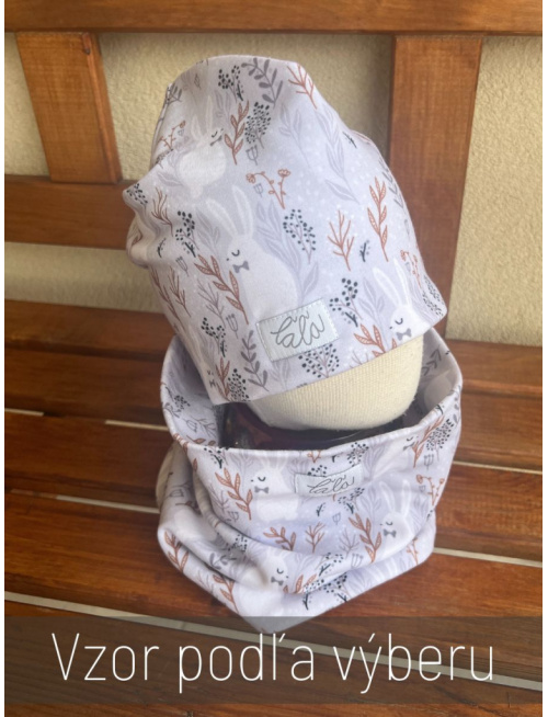 Šmolko čiapka + tunel (vzorovaný set) - dvojvrstvový - PREMIUM