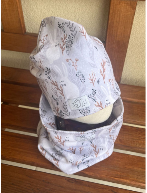 Šmolko čiapka + tunel (vzorovaný set) - dvojvrstvový - PREMIUM