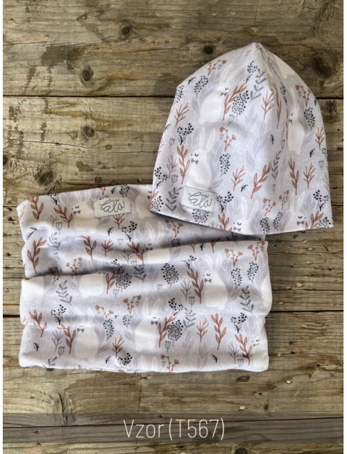 Šmolko čiapka + tunel (vzorovaný set) - dvojvrstvový - PREMIUM