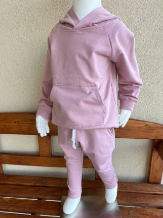 Tepláková SÚPRAVA - Mikina HOODIE + gate NEW - staroružová