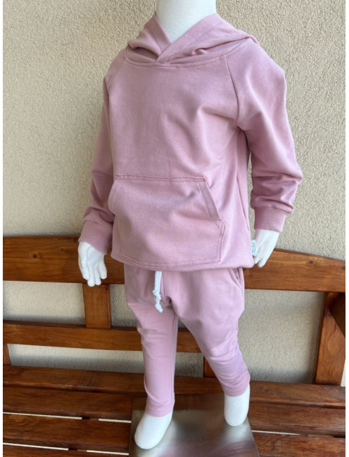 Tepláková SÚPRAVA - Mikina HOODIE + gate NEW - staroružová