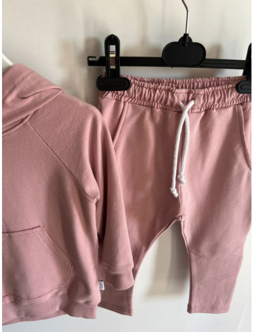 Tepláková SÚPRAVA - Mikina HOODIE + gate NEW - staroružová