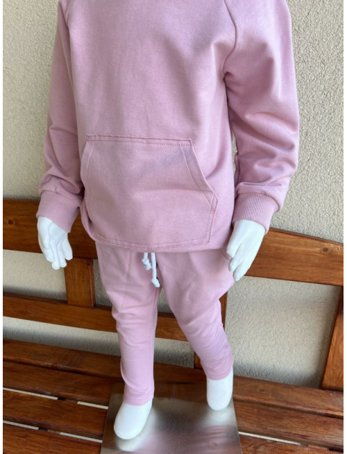 Tepláková SÚPRAVA - Mikina HOODIE + gate NEW - staroružová