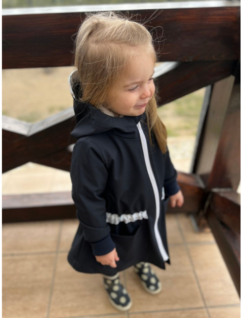 Rastúca LUX softshell bunda/parka - jar/JESEŇ - tmavomodrá so vzorovaným pásom a šiltom - POSLEDNÝ KUS