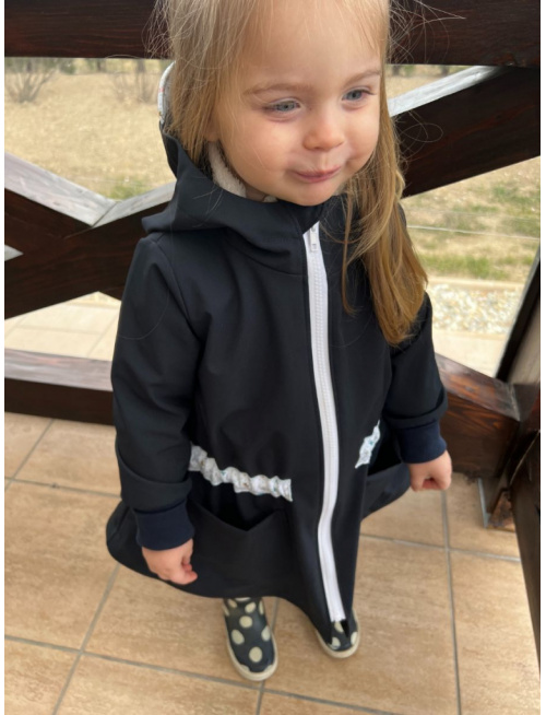 Rastúca LUX softshell bunda/parka - jar/JESEŇ - tmavomodrá so vzorovaným pásom a šiltom - POSLEDNÝ KUS