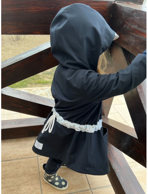 Rastúca LUX softshell bunda/parka - jar/JESEŇ - tmavomodrá so vzorovaným pásom a šiltom - POSLEDNÝ KUS